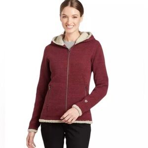 Kühl Alska Zip Hoodie Maroon Wine Fleece Sherpa Sweater Jacket Women's Small